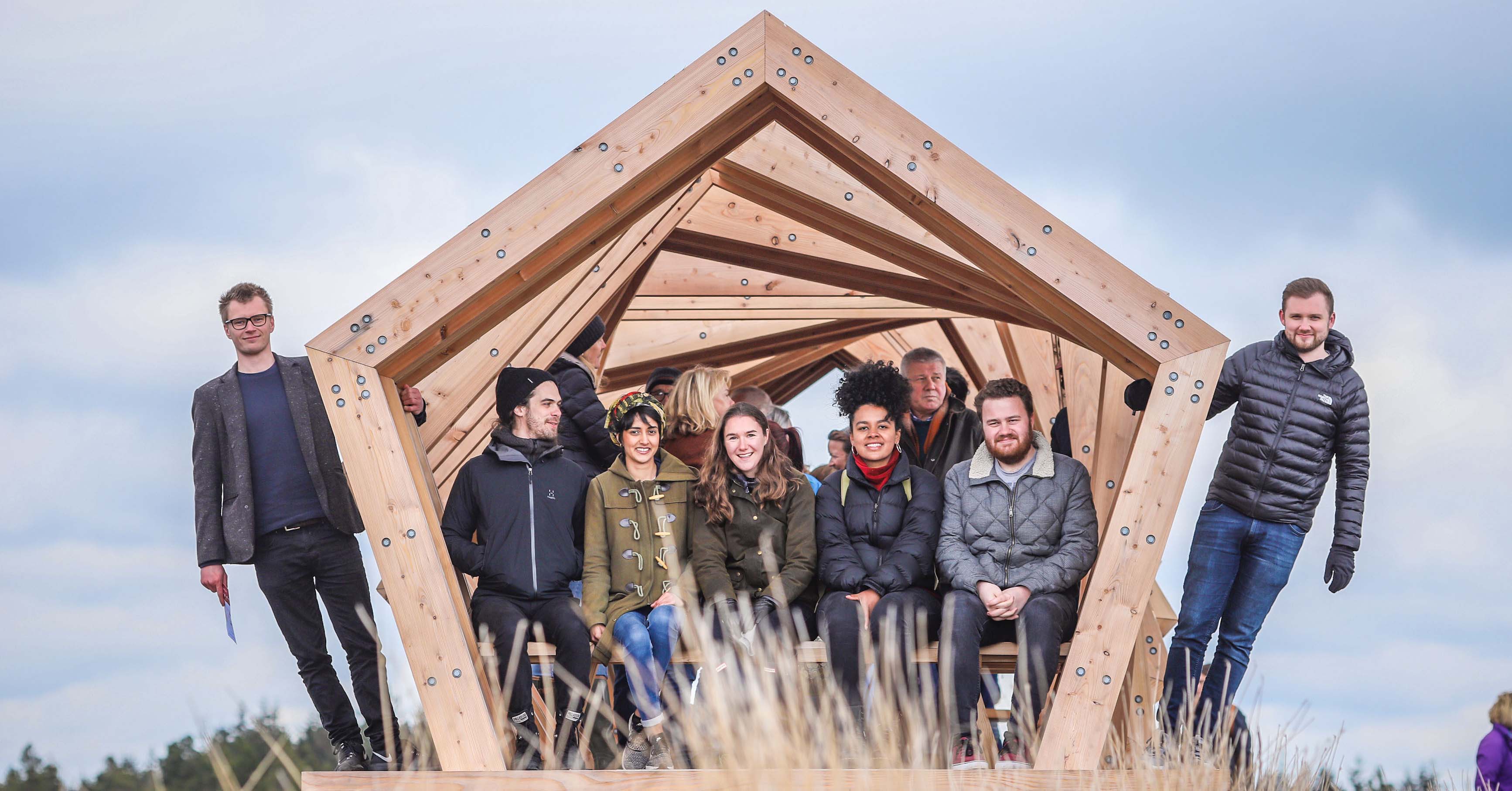 "The Nick 7" (left to right) - Newcastle University students (Outside) Harry Thompson, (inside) Lewis Lovedale, Reshma Upadhyaya, Olivia Ebune, Dominic Davies, and (outside) Joseph English